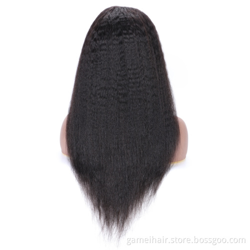 Raw Kinky Straight Indian Human Hair Wig Pre Plucked Wholesale Swiss Lace Front Cuticle Aligned Human Hair Lace Wig Vendor